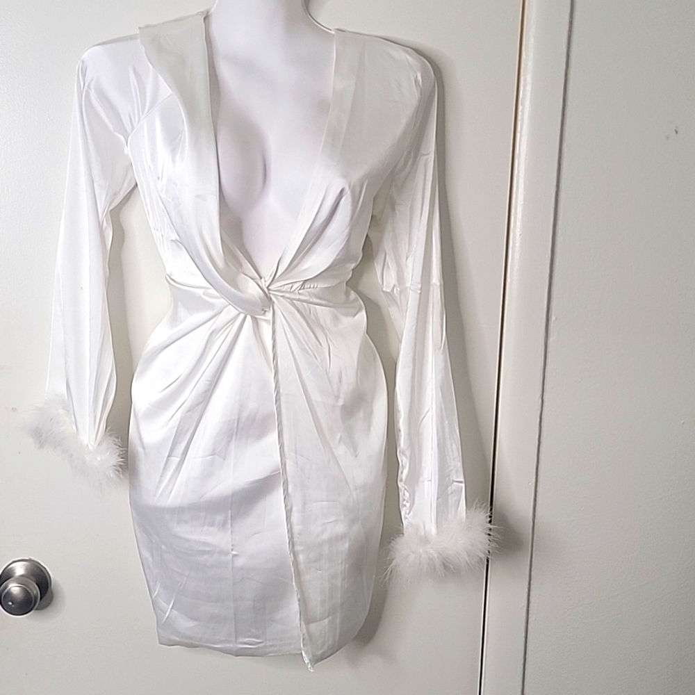 Satin white mini dress